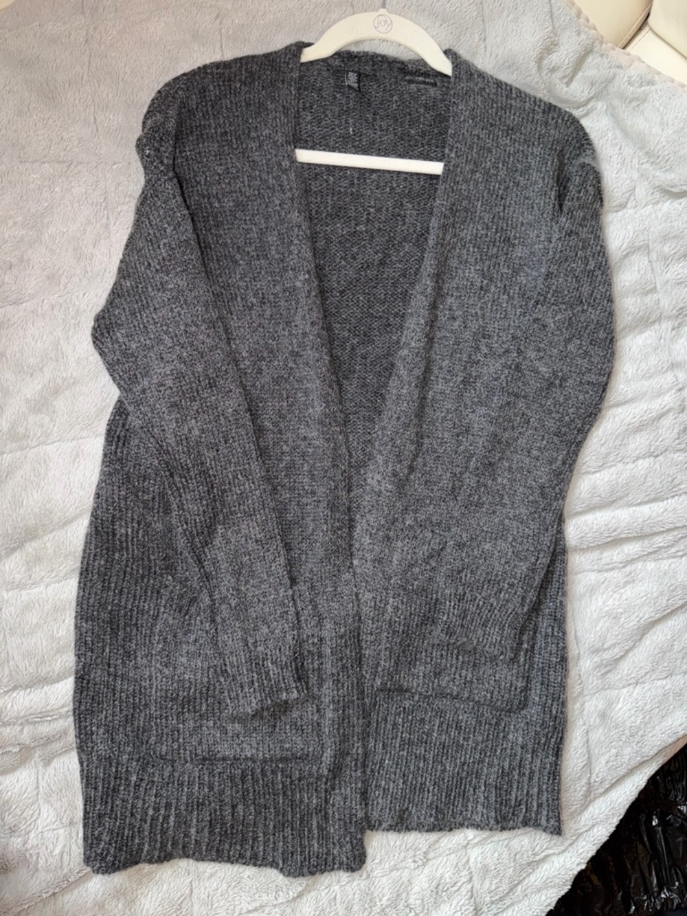 Eileen Fisher Charcoal Gray Open-Front Knit Cardigan
